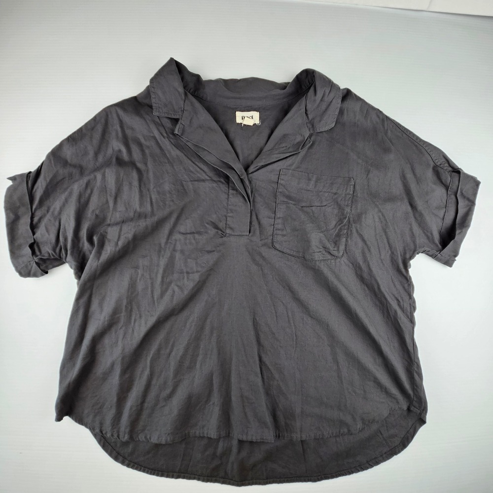 Pact Organic Cotton Oversized Short Sleeve Shirt Charcoal Gray XL Lagenlook